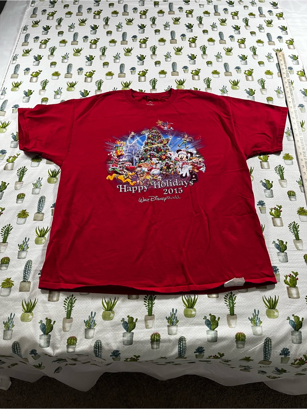 Disneyland Walt Disney World by Hanes Unisex shirt Red Size XL SS Christmas 2015